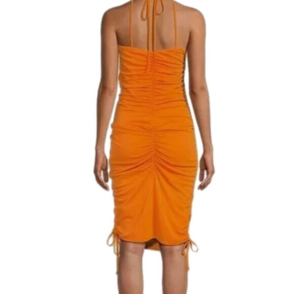 NWT Zac Posen tangerine halter ruched dress Size 2 - Picture 3 of 7